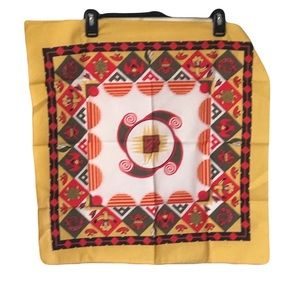 Southwestern Aztec Vintage Gold, Red and Black Native Tribal Bandanna 21”x21”